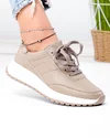 Pantofi casual dama piele naturala kaki cu inchidere sireturi F001-973 2