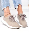 Pantofi casual dama piele naturala kaki cu inchidere sireturi F001-973 3