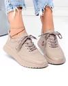 Pantofi casual dama piele naturala kaki cu inchidere sireturi F001-977 4