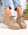 Pantofi casual dama piele naturala kaki cu inchidere sireturi F002-408 6