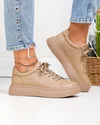 Pantofi casual dama piele naturala kaki cu inchidere sireturi F002-408 5