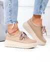 Pantofi casual dama piele naturala kaki cu inchidere sireturi T-6052 4