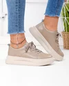 Pantofi casual dama piele naturala kaki cu talpa bej AW2023-26 4