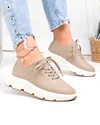 Pantofi casual dama piele naturala kaki cu talpa bej F002-534 2