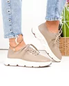 Pantofi casual dama piele naturala kaki cu talpa bej F002-534 4