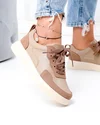 Pantofi casual dama piele naturala kaki cu talpa bej T-2651 5