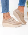 Pantofi casual dama piele naturala kaki cu talpa groasa cu inchidere scai PL-58 4