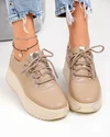 Pantofi casual dama piele naturala kaki cu talpa groasa F002-290 4