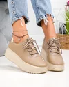 Pantofi casual dama piele naturala kaki cu talpa groasa F002-290 6