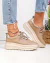 Pantofi casual dama piele naturala kaki cu talpa groasa F002-290 5