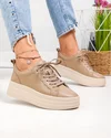 Pantofi casual dama piele naturala kaki cu talpa groasa F002-397 3