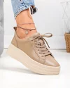 Pantofi casual dama piele naturala kaki cu talpa groasa F002-397 4
