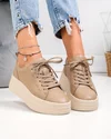 Pantofi casual dama piele naturala kaki cu talpa groasa F002-397 2