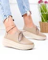 Pantofi casual dama piele naturala kaki cu talpa groasa T-6055 3