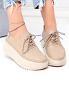 Pantofi casual dama piele naturala kaki cu talpa groasa T-6055 4