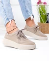 Pantofi casual dama piele naturala kaki cu varf rotund F001-924 2