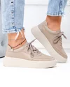 Pantofi casual dama piele naturala kaki cu varf rotund F001-924 4