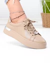 Pantofi casual dama piele naturala kaki cu varf rotund F005-029 1