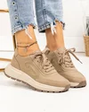 Pantofi casual dama piele naturala kaki si piele naturala intoarsa cu model lateral F001-751 3