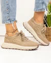 Pantofi casual dama piele naturala kaki si piele naturala intoarsa cu model lateral F001-751 4