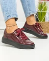 Pantofi casual dama piele naturala lacuita bordo cu talpa neagra captusiti F002-288 3