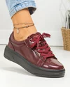 Pantofi casual dama piele naturala lacuita bordo cu talpa neagra captusiti F002-288 4