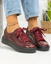 Pantofi casual dama piele naturala lacuita bordo cu talpa neagra captusiti F002-288 5