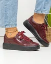 Pantofi casual dama piele naturala lacuita bordo cu talpa neagra captusiti F002-288 2
