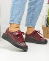 Pantofi casual dama piele naturala lacuita bordo cu talpa neagra captusiti F002-288 1