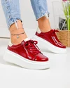 Pantofi casual dama piele naturala lacuita bordo texturata F002-527 2