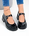 Pantofi casual dama piele naturala lacuita captusiti cu inchidere catarama WIZ0326 1