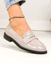 Pantofi casual dama piele naturala lacuita gri cu inchidere slip-on TN6502-2 2