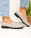 Pantofi casual dama piele naturala lacuita gri cu inchidere slip-on TN6502-2 3