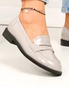 Pantofi casual dama piele naturala lacuita gri cu inchidere slip-on TN6502-2 5