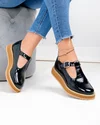 Pantofi casual dama piele naturala lacuita negri captusiti WIZ0126 4