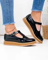 Pantofi casual dama piele naturala lacuita negri captusiti WIZ0126 5