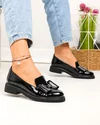 Pantofi casual dama piele naturala lacuita negri cu fundita si inchidere slip-on PC810 4