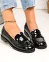 Pantofi casual dama piele naturala lacuita negri cu inchidere slip-on TN6502 1