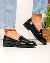 Pantofi casual dama piele naturala lacuita negri cu inchidere slip-on TN6502 4