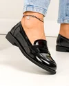 Pantofi casual dama piele naturala lacuita negri cu inchidere slip-on TN6502 5