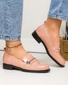 Pantofi casual dama piele naturala lacuita roz cu inchidere slip-on si accesoriu TN6407-2 4