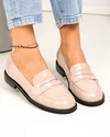Pantofi casual dama piele naturala lacuita roz cu talpa neagra si inchidere slip-on TN6502-1 1