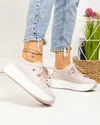 Pantofi casual dama piele naturala lila cu talpa alba si inimioara metalica F001-775 5