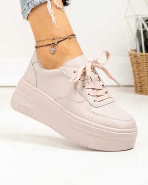 Pantofi casual dama piele naturala lila cu talpa groasa F001-772