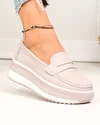 Pantofi casual dama piele naturala lila cu talpa groasa si cusatura frontala F001-776 3