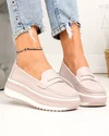 Pantofi casual dama piele naturala lila cu talpa groasa si cusatura frontala F001-776 2