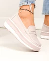 Pantofi casual dama piele naturala lila cu talpa groasa si cusatura frontala F001-776 5