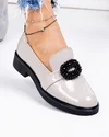 Pantofi casual dama piele naturala lucioasa gri accesorizati PC823-2 2