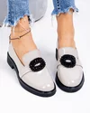 Pantofi casual dama piele naturala lucioasa gri accesorizati PC823-2 3