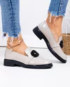 Pantofi casual dama piele naturala lucioasa gri accesorizati PC823-2 4